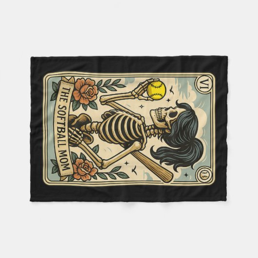 Couverture Polaire Drôle Halloween softball maman maman Skeleton Taro (Devant (Horizontal))