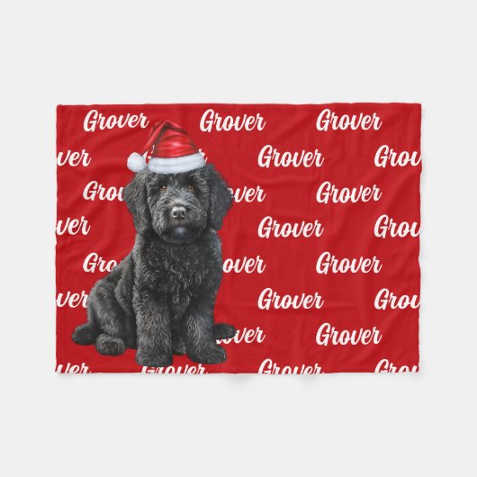 Couverture Polaire Drôle Labradoodle Nom du chien Motif Noël (Devant (Horizontal))
