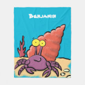 Couverture Polaire Drôle mignon caricature pourpre crabe ermite (Devant)