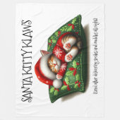 Couverture Polaire Drôle mignon Rêver Père Noël Kitty Klaws (Devant)