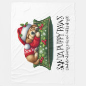 Couverture Polaire Drôle mignon Rêver Père Noël Puppy Paws (Devant)