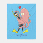 Couverture Polaire Drôle pieuvre embrasse plongeur dessin animé humou (Devant)