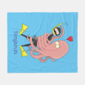 Couverture Polaire Drôle pieuvre embrasse plongeur dessin animé humou (Devant (Horizontal))