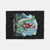 Couverture Polaire Drôle Raccoon de Noël équitation Dinosaur Trex Ani (Devant (Horizontal))