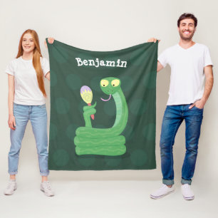 Couverture Polaire Drôle serpent vert avec caricature maraca