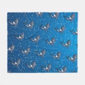 Couverture Polaire Drôle Shark Cartoon Blue Bubbles (Devant (Horizontal))