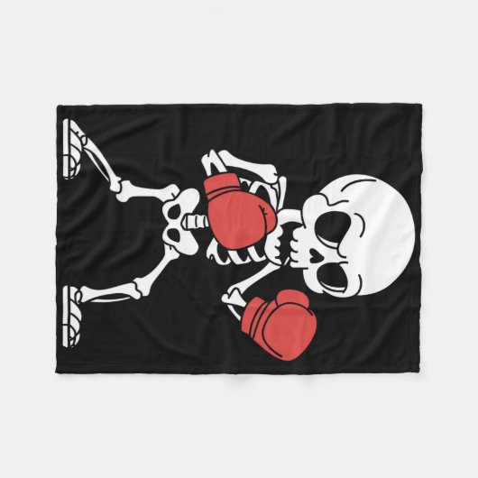 Couverture Polaire Drôle Skeleton Boxe Halloween Éffrayant Boxe (Devant (Horizontal))