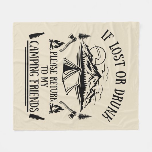 Couverture Polaire Drôle slogan camper camping à boire des paroles (Devant (Horizontal))