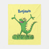 Couverture Polaire Drôle vert souriant animé lézard d'iguane (Devant)