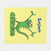 Couverture Polaire Drôle vert souriant animé lézard d'iguane (Devant (Horizontal))