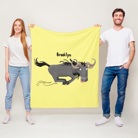 Couverture Polaire Drôle wildebeest tourner dessin animé illustration (En situation)