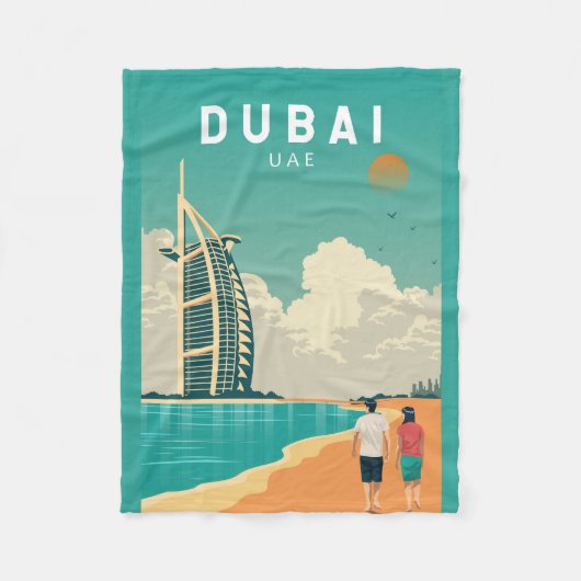 Couverture Polaire Dubai Émirats Arabes Unis Retro Art Voyage (Devant)