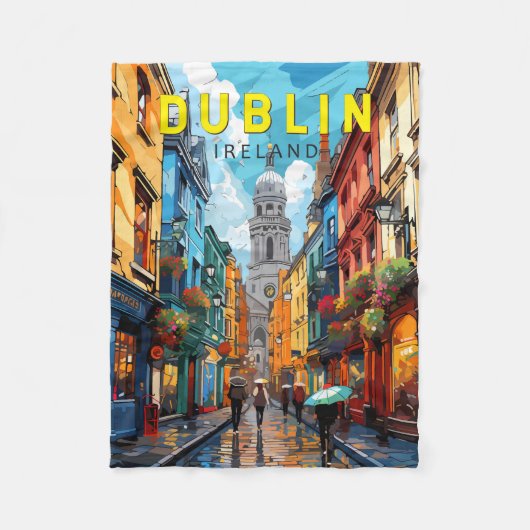 Couverture Polaire Dublin Irlande Travel Art Vintage (Devant)