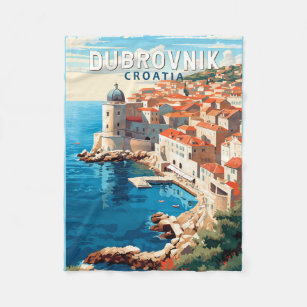 Couverture Polaire Dubrovnik Croatie Travel Art Vintage