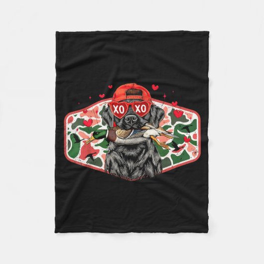 Couverture Polaire Duck Hunting Black Lab Camo Valentine's Day Xoxo H (Devant)