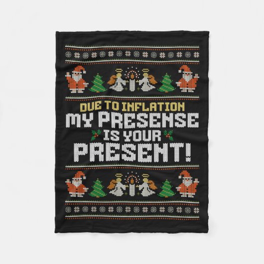 Couverture Polaire Due To Inflation Ugly Christmas Sweaters Funny Say (Devant)