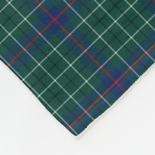 Couverture Polaire Duncan Clan Green et Royal Blue Tartan