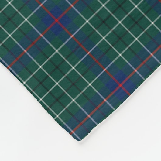 Couverture Polaire Duncan Clan Green et Royal Blue Tartan (Coin)