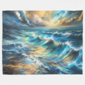 Couverture Polaire Dur Pastel Dessin Vagues Stormy (Devant (Horizontal))