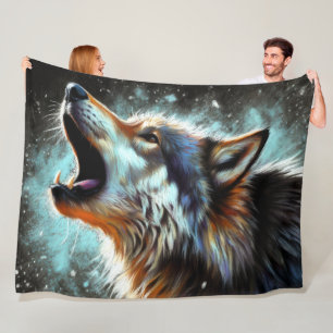 Couverture Polaire Dur Pastel Dessin Wolf Howling