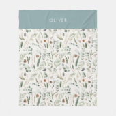 Couverture Polaire Dusty bleu botanique élégant cadeau familial moder (Devant)