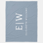 Couverture Polaire Dusty Blue minimaliste moderne Monogramme élégant (Devant)