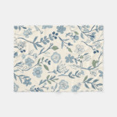 Couverture Polaire Dusty Blue Wildflower Meadow Botanical Pattern (Devant (Horizontal))