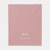 Couverture Polaire Dusty Rose et blanc | Monogramme moderne (Devant)