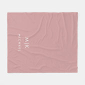 Couverture Polaire Dusty Rose et blanc | Monogramme moderne (Devant (Horizontal))