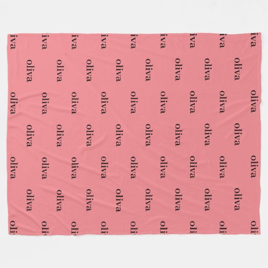 Couverture Polaire Dusty rose Simple Personnalisé Nom Répétant (Devant (Horizontal))