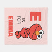 Couverture Polaire E est pour Elmo | Rose - Ajouter Votre Nom (Devant (Horizontal))