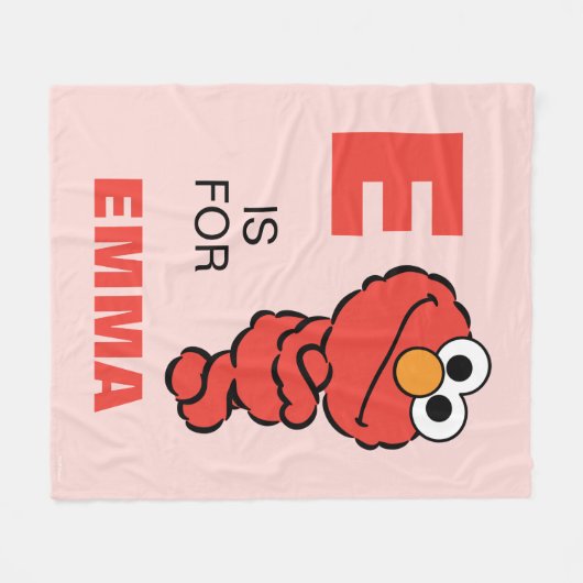 Couverture Polaire E est pour Elmo | Rose - Ajouter Votre Nom (Devant (Horizontal))