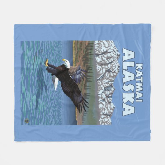 Couverture Polaire Eagle chauve plongeant - Katmai, Alaska (Devant (Horizontal))
