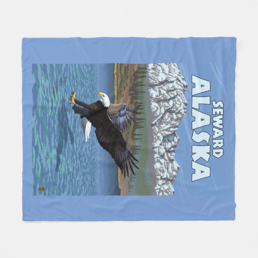 Couverture Polaire Eagle chauve plongeant - Seward, Alaska (Devant (Horizontal))