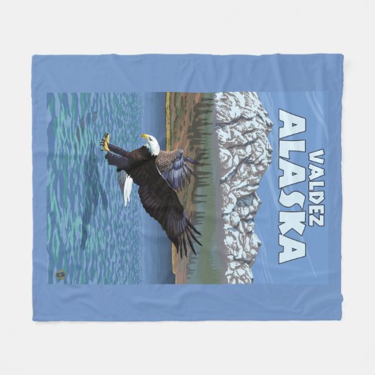 Couverture Polaire Eagle chauve plongeant - Valdez, Alaska (Devant (Horizontal))