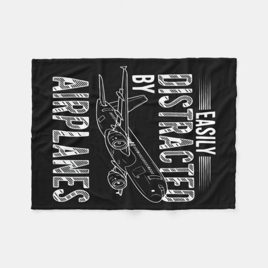 Couverture Polaire Easily Distracted By Airplanes Funny Plane Lovers  (Devant (Horizontal))