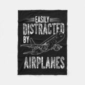 Couverture Polaire Easily Distracted By Airplanes Funny Plane Lovers  (Devant)