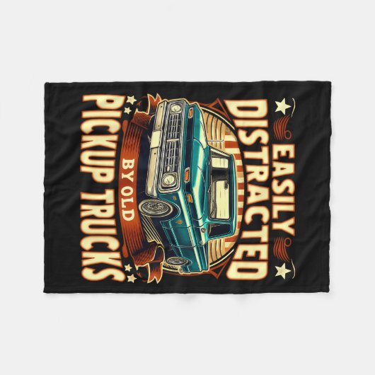 Couverture Polaire Easily Distracted By Old Ckup Trucks Funny Trucker (Devant (Horizontal))