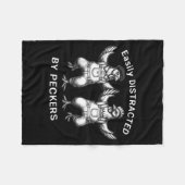 Couverture Polaire Easily Distracted By Peckers, Chicken Lover, Funny (Devant (Horizontal))