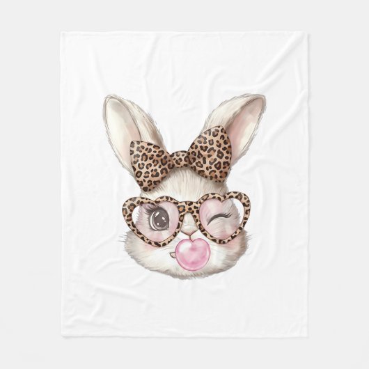 Couverture Polaire Easter Bunny Cute Glasses Leopard Bunny Rabbit Eas (Devant)