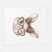 Couverture Polaire Easter Bunny Cute Glasses Leopard Bunny Rabbit Eas (Devant (Horizontal))