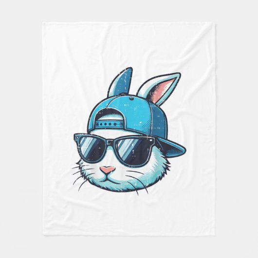 Couverture Polaire Easter Bunny Face Baseball Cap Sunglasses Rabbit B (Devant)