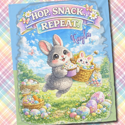 Couverture Polaire Easter Bunny Hop Snack Repeat Pastel