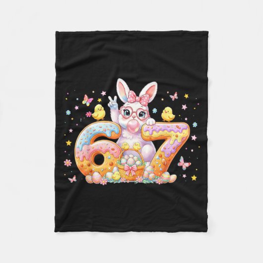 Couverture Polaire Easter Day 67 Cute Rabbit Bunny Six Seven Meme Bow (Devant)
