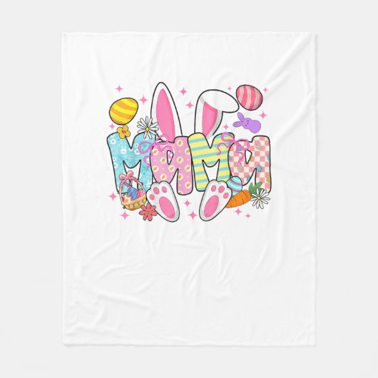 Couverture Polaire Easter Mama Bunny Ears Coquette Bow Easter Rabbit  (Devant)