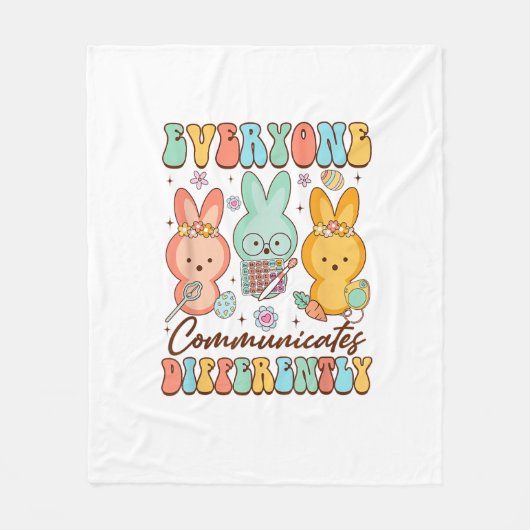 Couverture Polaire Easter Speech Therapy SLP Everyone Communicates Di (Devant)