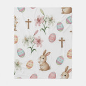 Couverture Polaire Easter Whimsy – Seamless Bunny & Lily Pattern (Devant)