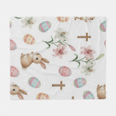 Couverture Polaire Easter Whimsy – Seamless Bunny & Lily Pattern (Devant (Horizontal))