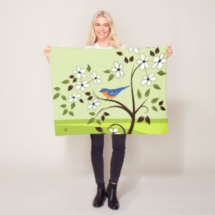Couverture Polaire Eastern Bluebird On Flowering Tree
