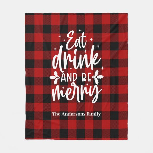 Couverture Polaire Eat Drink & Be Merry Personalized Buffalo Plaid (Devant)